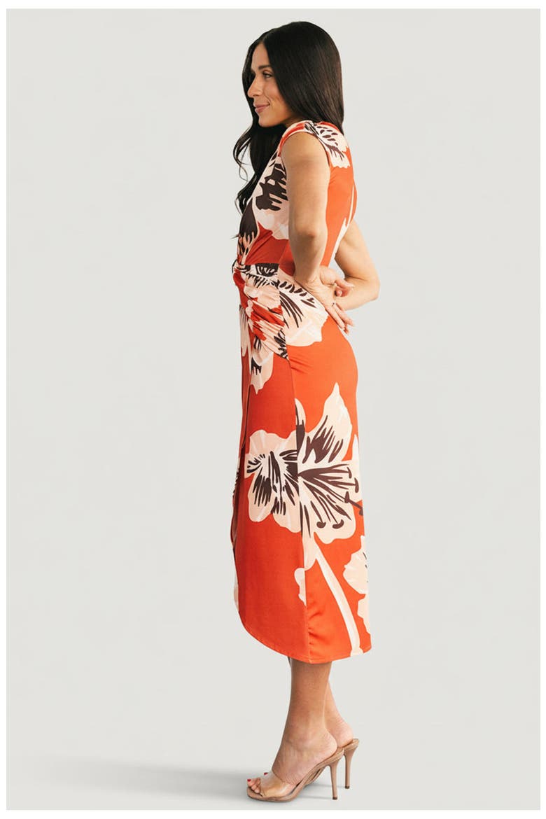 Cascada Twist Midi Dress, Alternate, color, Sunset Floral