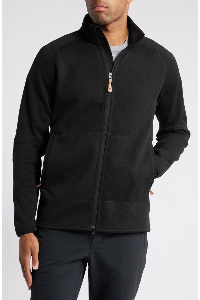 Övik Fleece Zip Sweater, Alternate, color, BLACK