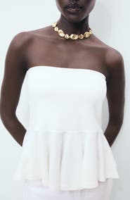 MANGO Bandeau Peplum Top