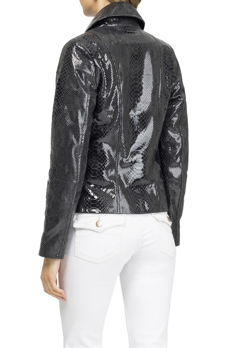 GORSKI Metis Suede Pythn Printed Moto Zip Jacket, Alternate, color, Anthracite