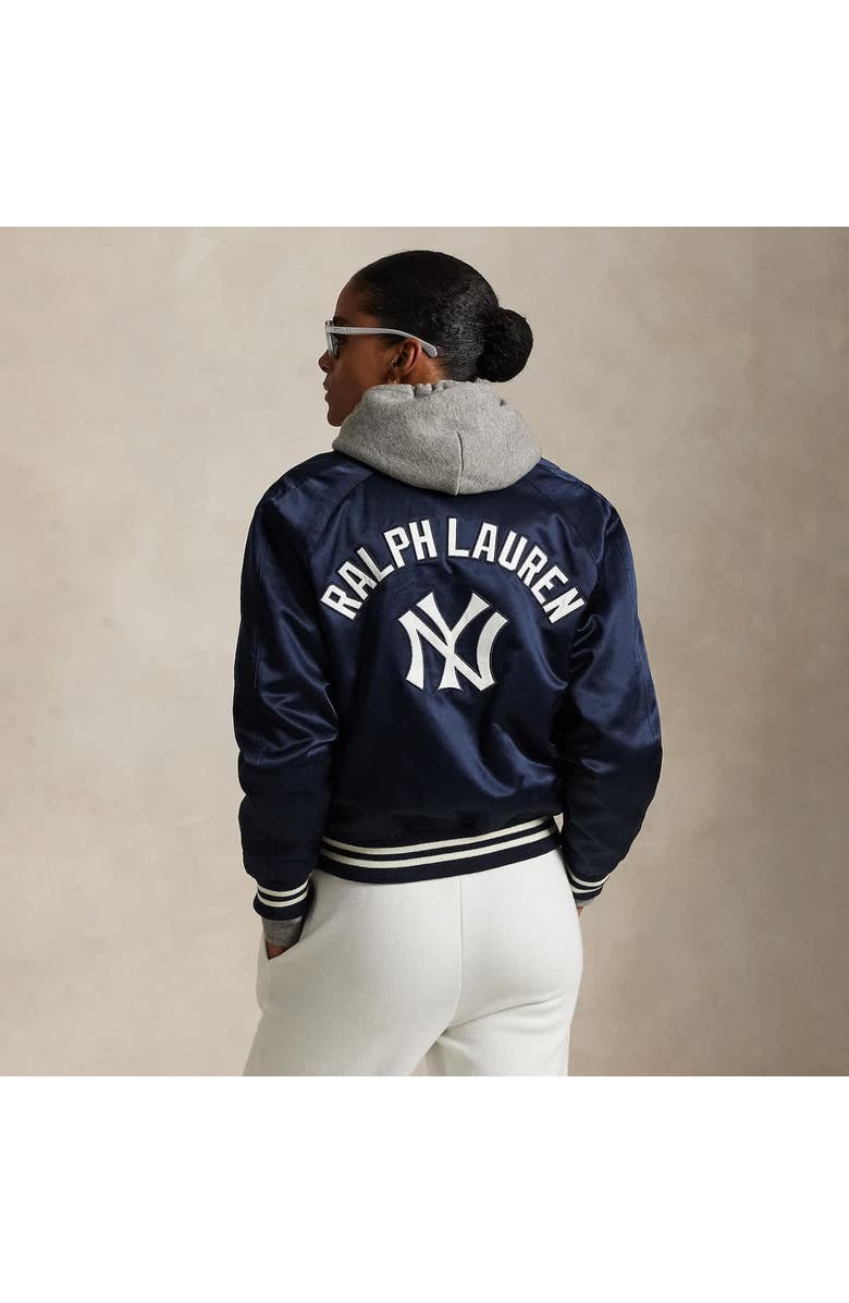 Polo Ralph Lauren Navy Yankees  Satin Jacket, Alternate, color, 