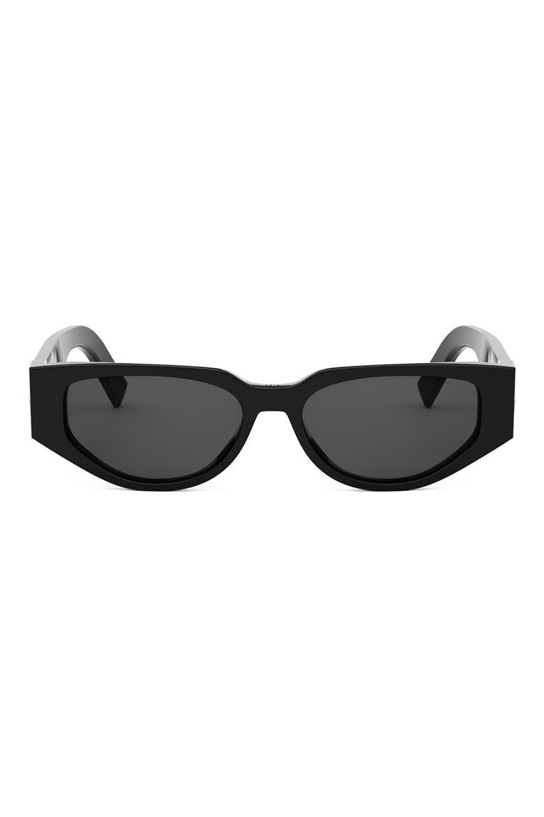 CD Diamond S7I 55mm Geometric Sunglasses, Main, color, SHINY BLACK / SMOKE