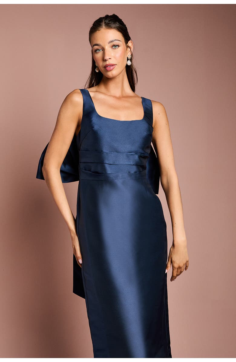 Coast Twill Sleeveless Column Bow Back Dress, Alternate, color, Navy