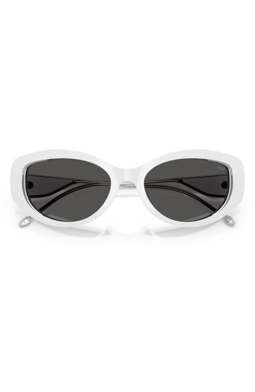 Diesel ® Geck-d 54mm Oval Sunglasses In Shiny White/dark Grey