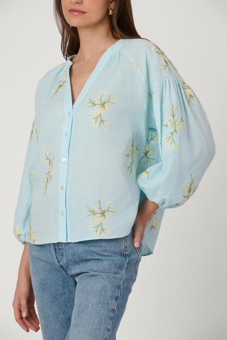 Floral Embroidered Cotton Fred Top, Alternate, color, Sky Blue