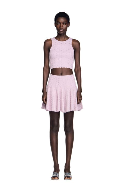 Rhinestone knit crop top