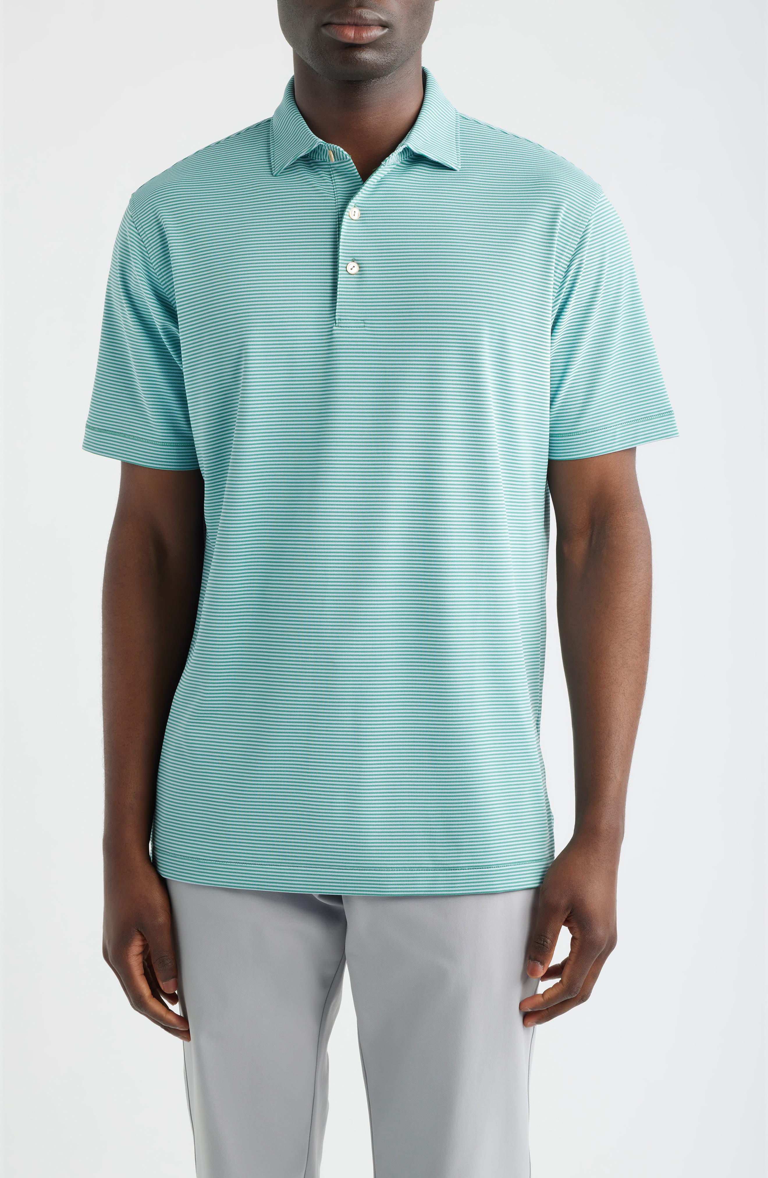 Candor Stripe Performance Pique Polo