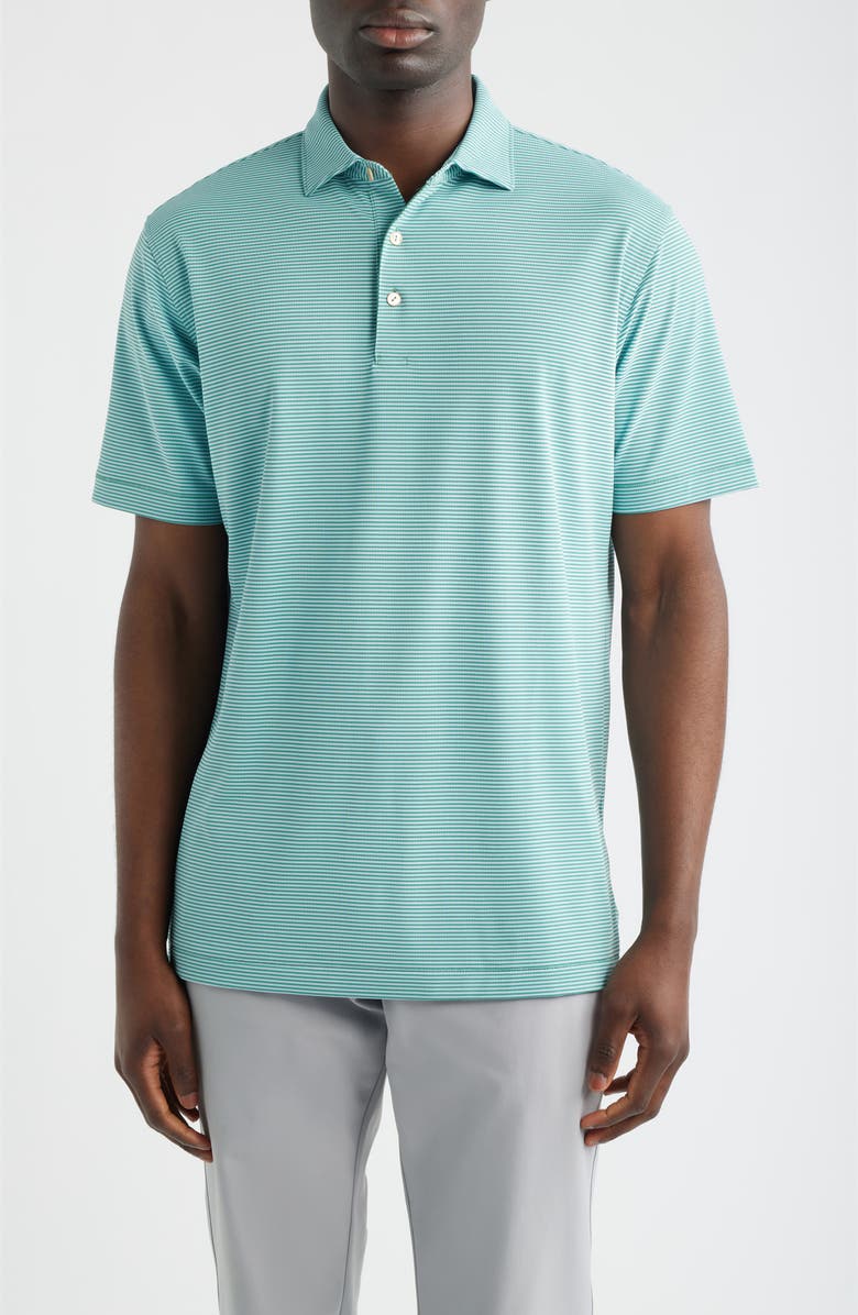 Peter Millar Candor Stripe Performance Piqué Polo, Main, color, Snow Pea