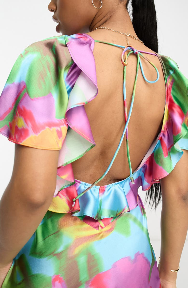 ASOS DESIGN Floral Print Ruffle Wrap Dress, Alternate, color, 