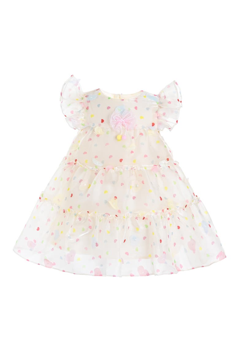 Thaliora Pastel Polka Dot Dress, Main, color, White