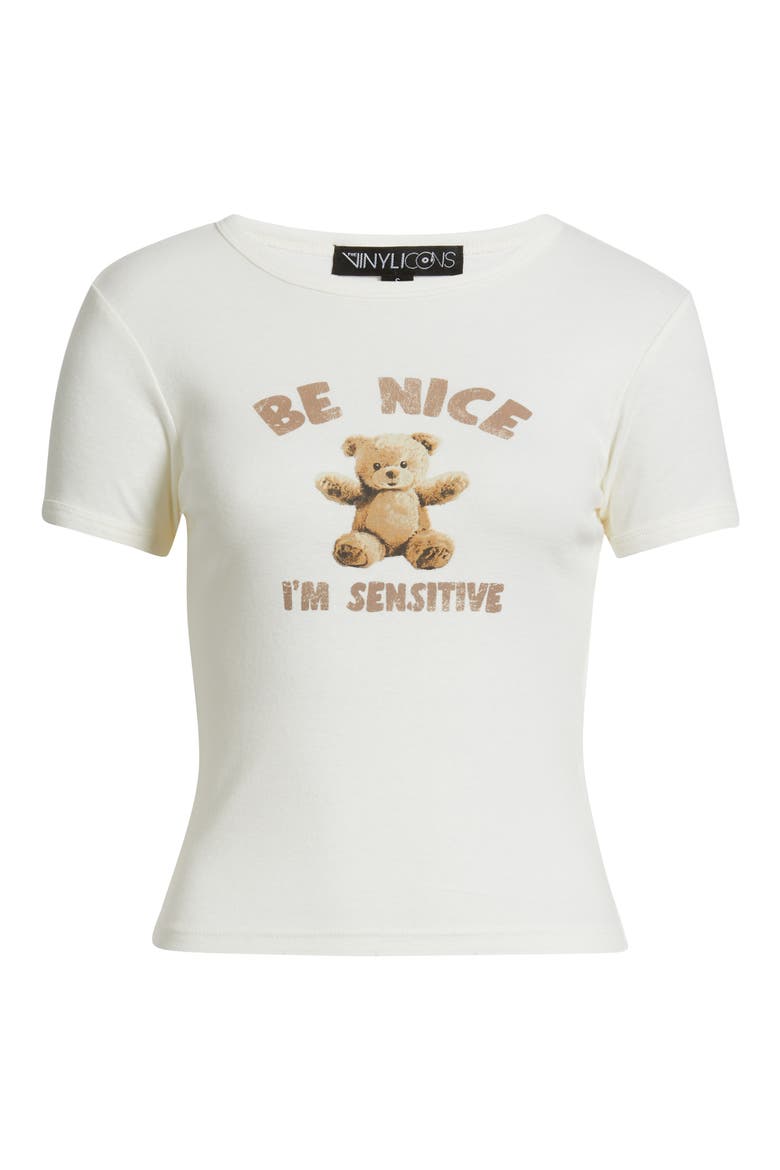 Be Nice Bear Graphic Baby Tee, Alternate, color, MARSHMALLOW