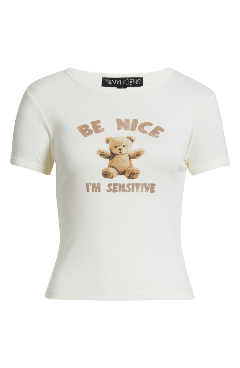 Vinyl Icons Be Nice Bear Graphic Baby Tee, Alternate, color, Marshmallow