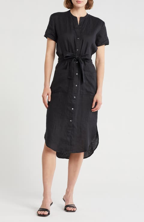 Elongated Tie Waist Shirtdress