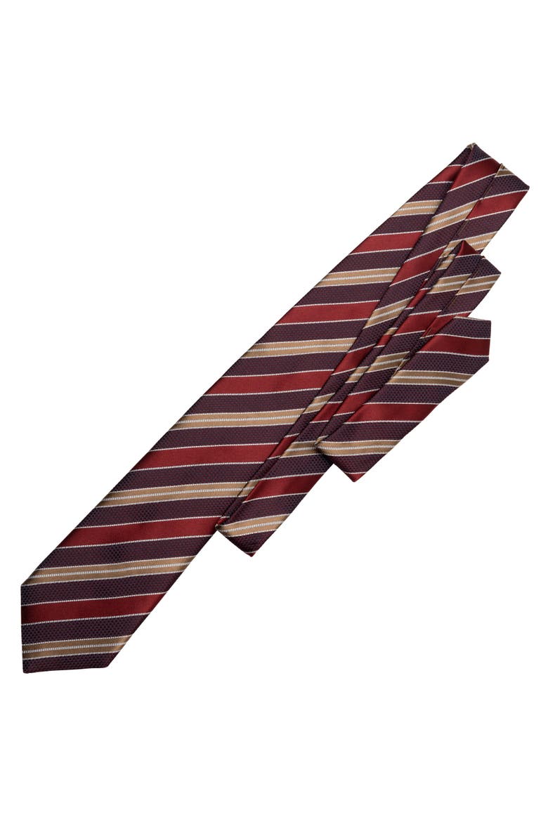 Vesuvio - Silk Jacquard Tie for Men, Alternate, color, Red and Burgundy