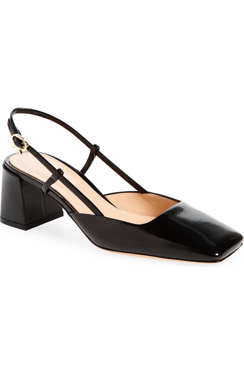 Gianvito Rossi Block Heel Slingback Pump, Main, color, Black