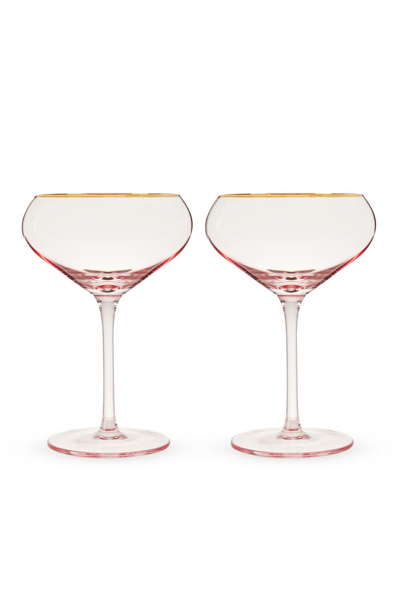 Rose Crystal Coupe Glasses Set of 2, Alternate, color, Pink