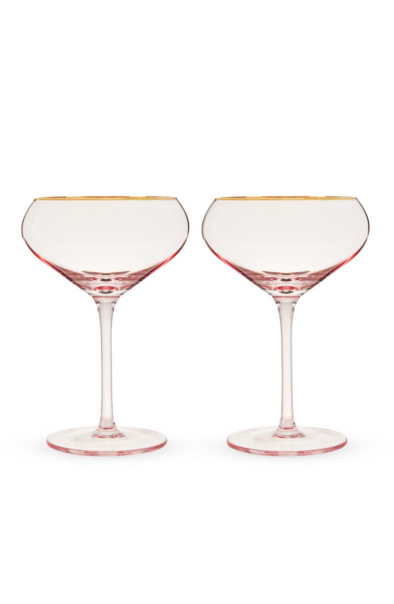 TWINE Rose Crystal Coupe Glasses Set of 2, Alternate, color, Pink