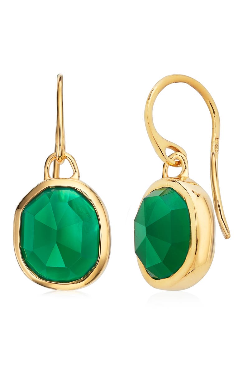 MV Siren™ Stone Wire Earrings, Alternate, color, GOLD/ GREEN ONYX