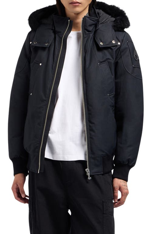 Moose Knuckles Original Genuine Shearling Trim Water & Wind Resistant 650 Fill Power Down Ballistic In Navy/black