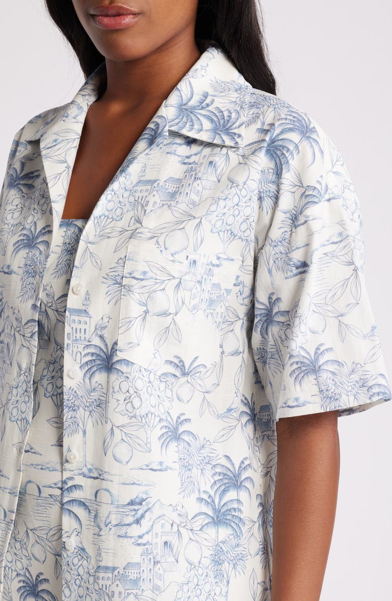 Mistress Rocks Print Relaxed Camp Shirt, Alternate, color, White Garden Print