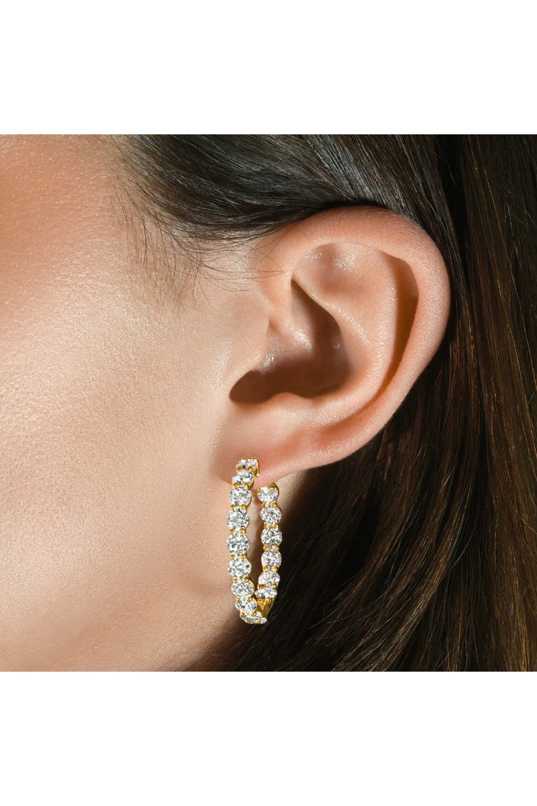 7Ct TW Round Diamond Inside Outside Hoops Vault Lock 14k Gold Lab Grown, Alternate, color, 14k Yellow Gold