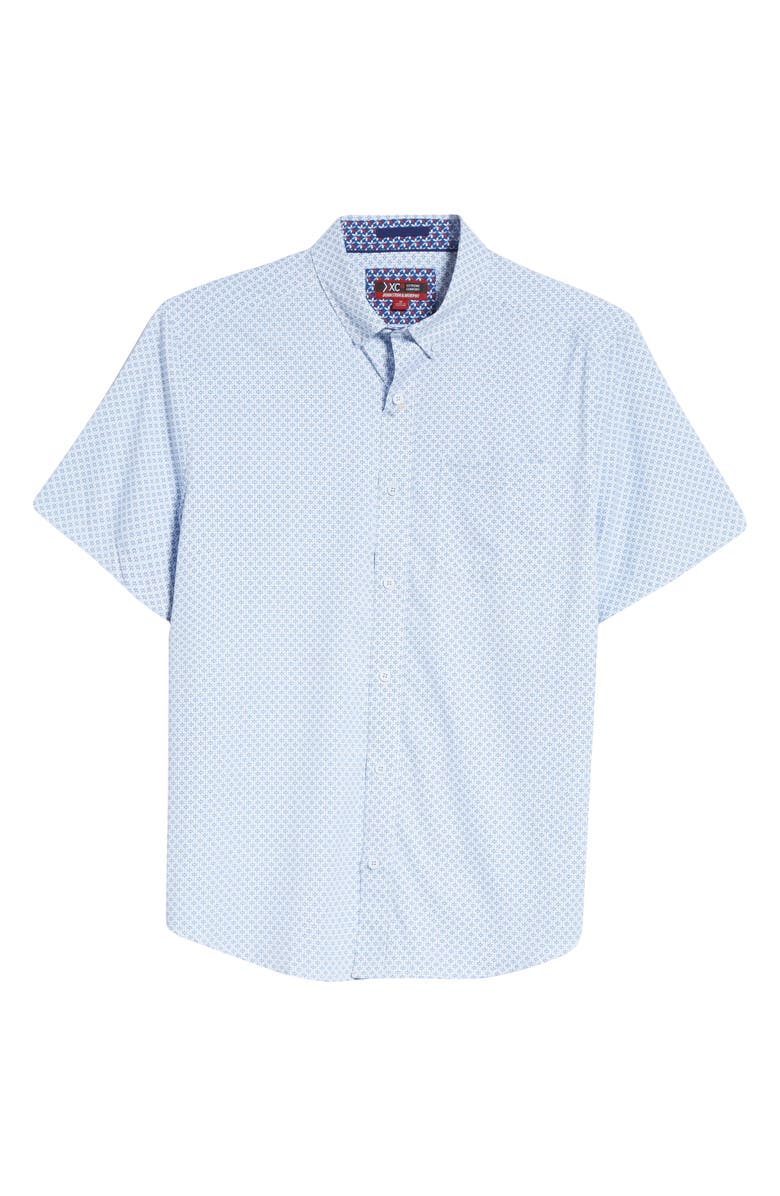 Johnston & Murphy XC4 Print Stretch Short Sleeve Button-Down Shirt, Alternate, color,