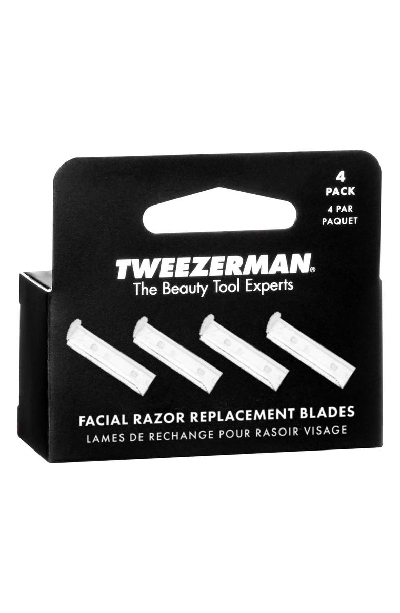 TWEEZERMAN 4-Pack Facial Razor Replacement Heads, Alternate, color, Silver