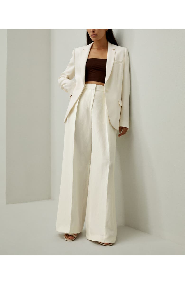 Lilysilk Front-Pleated Silk-Linen Blend Trousers, Alternate, color, Natural White