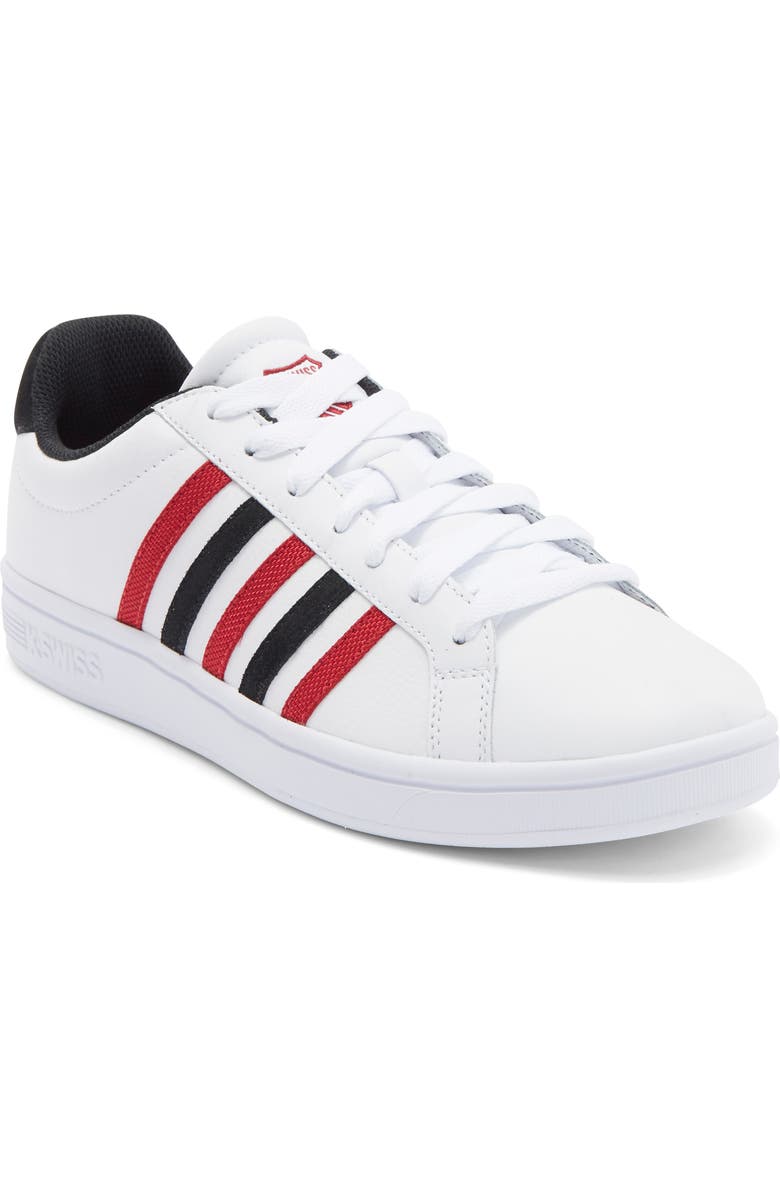 K-Swiss Court Tiebreak Sneaker, Main, color, White/ Jester Red/ Blk