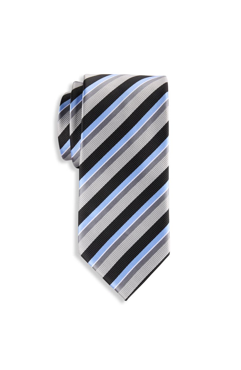 Oak Hill by DXL Big & Tall Traditional Striped Tie, Main, color, Grey