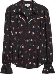 Cinq à Sept Kelela Print Tie Neck Shirt