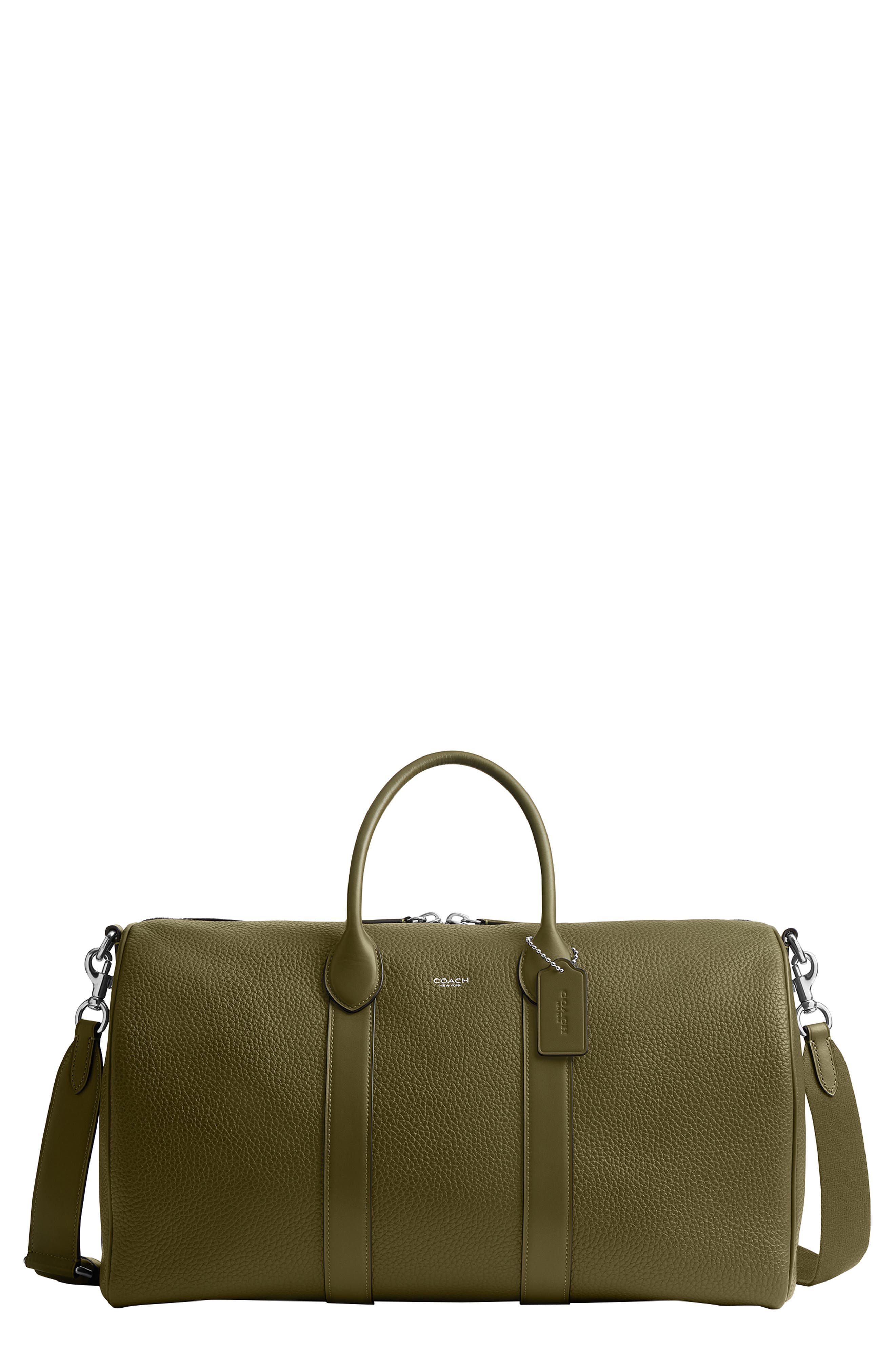 COACH Compass 45 Leather Duffle Bag, Main, color, Olive