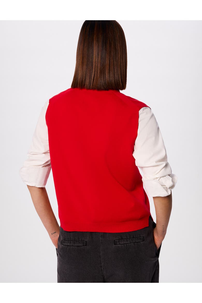 V-Neck Button Front Knit Tank, Alternate, color, Red