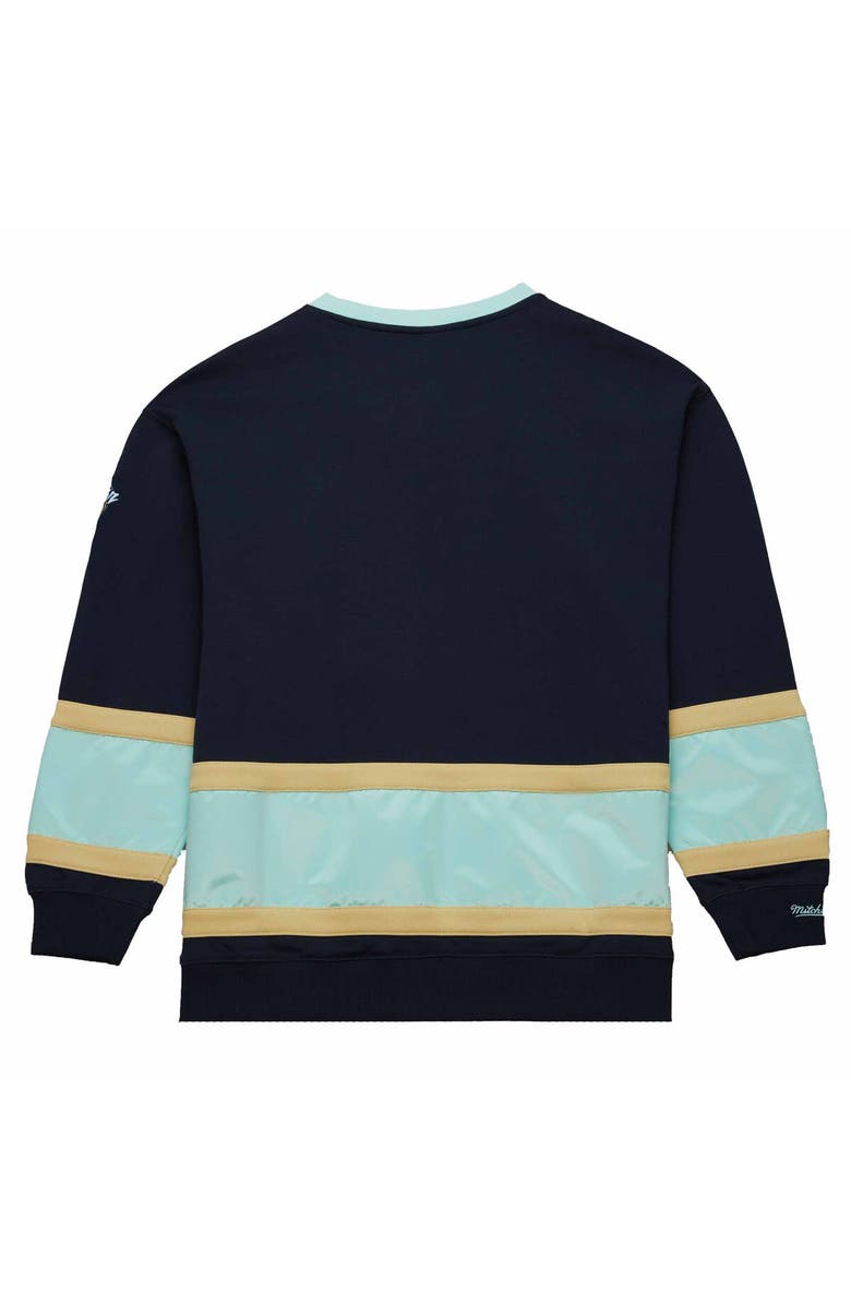 Mitchell & Ness Men's Mitchell & Ness Deep Sea Blue/Light Blue Seattle Kraken 2024 NHL Winter Classic Satin Insert Fleece Pullover Sweatshirt, Alternate, color, 
