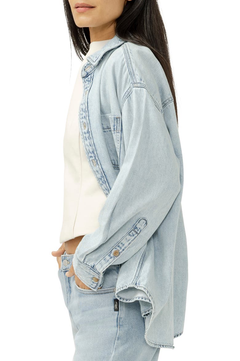 Denim Button-Up Beach Shirt, Alternate, color, MOONSTONE