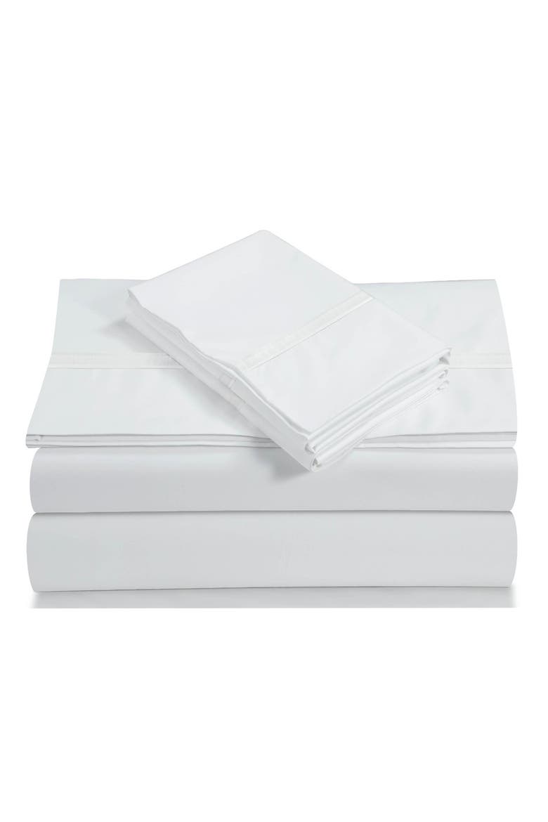 300 Thread Count Cotton Percale Sheet Set, Main, color, WHITE
