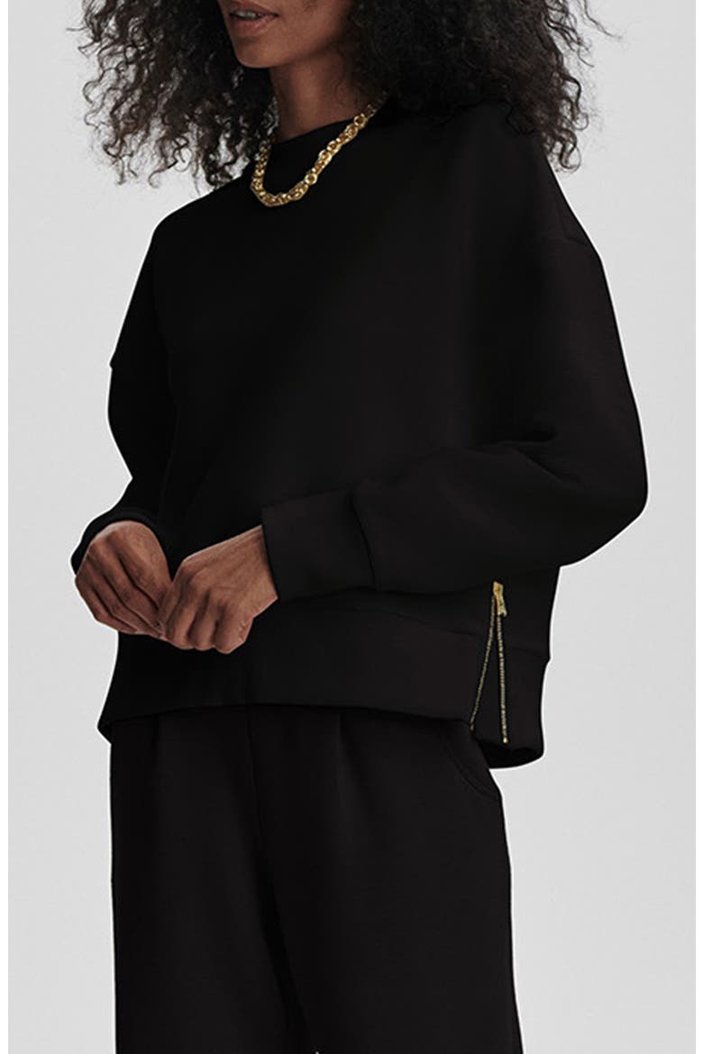 Addelyn Ottoman Rib Sweatshirt, Alternate, color, BLACK