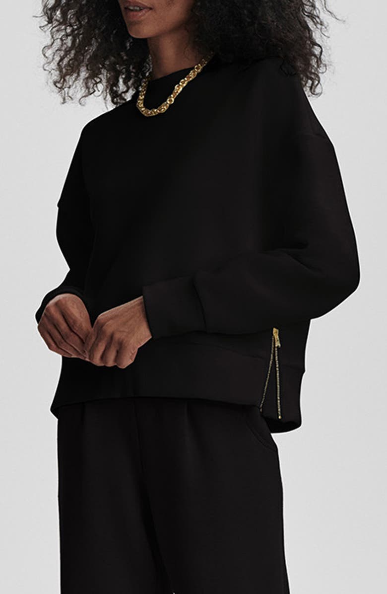 Varley Addelyn Ottoman Rib Sweatshirt, Alternate, color, Black