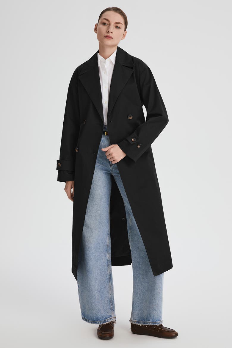 Maxi Oversized Trench Coat, Alternate, color, Black