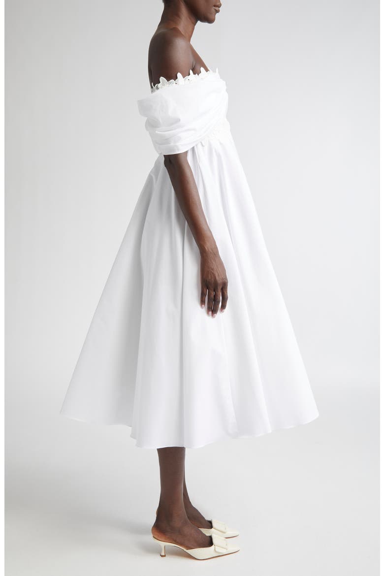 Lace Trim Off The Shoulder Dress, Alternate, color, OPTICAL WHITE