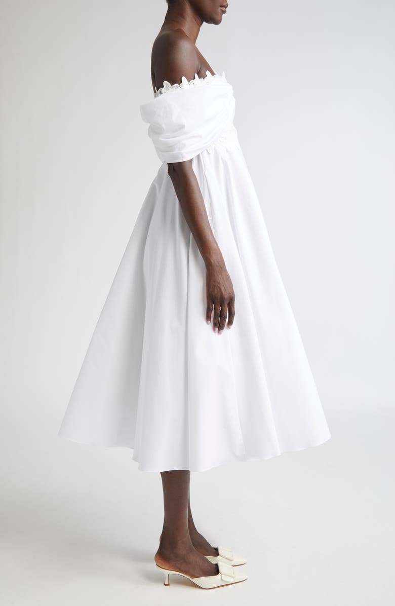 Giambattista Valli Lace Trim Off The Shoulder Dress, Alternate, color, Optical White