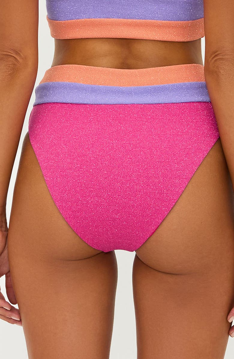 Beach Riot Heidi Colorblock High Waist Bikini Bottoms, Alternate, color, Coral Bay Colorblock