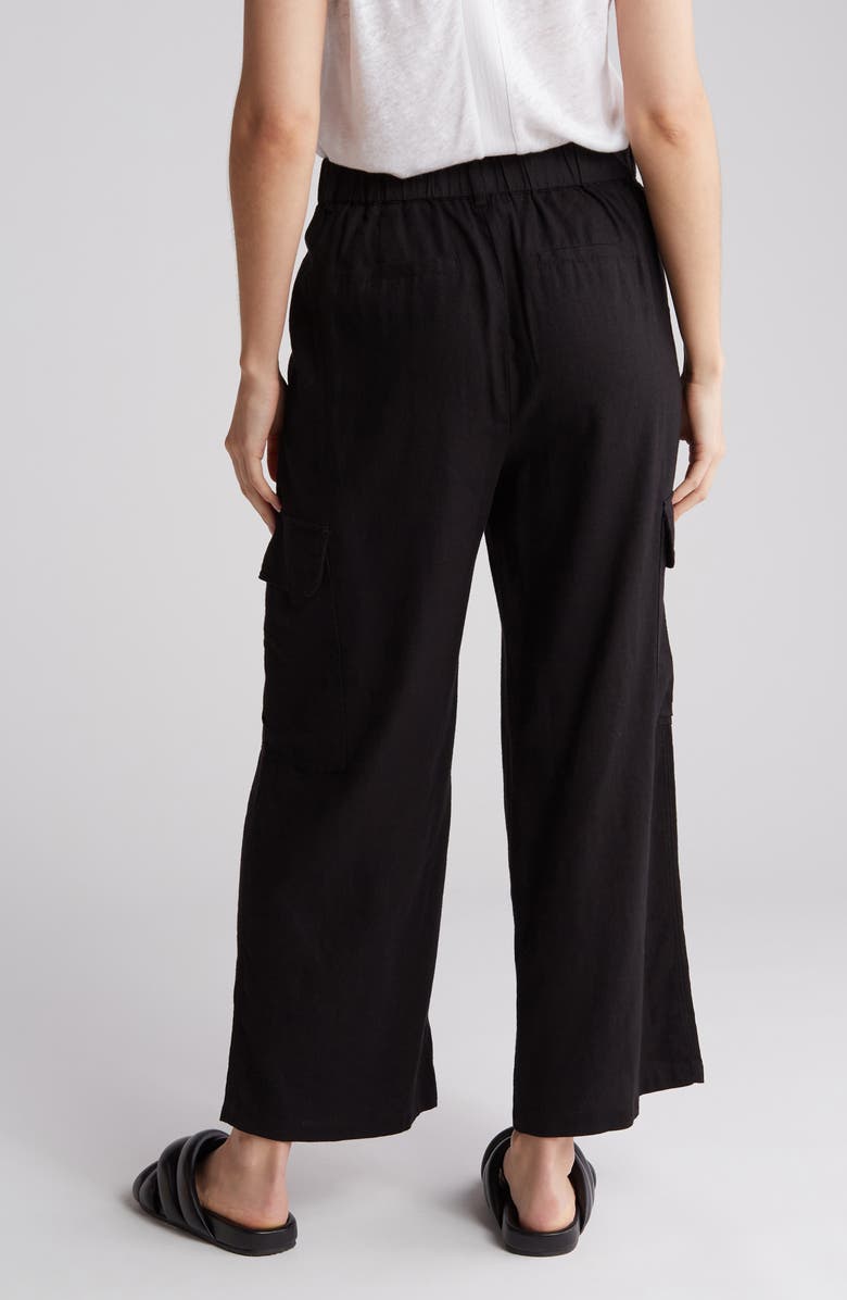 Ellen Tracy Wide Leg Linen Blend Cargo Pants, Alternate, color, 