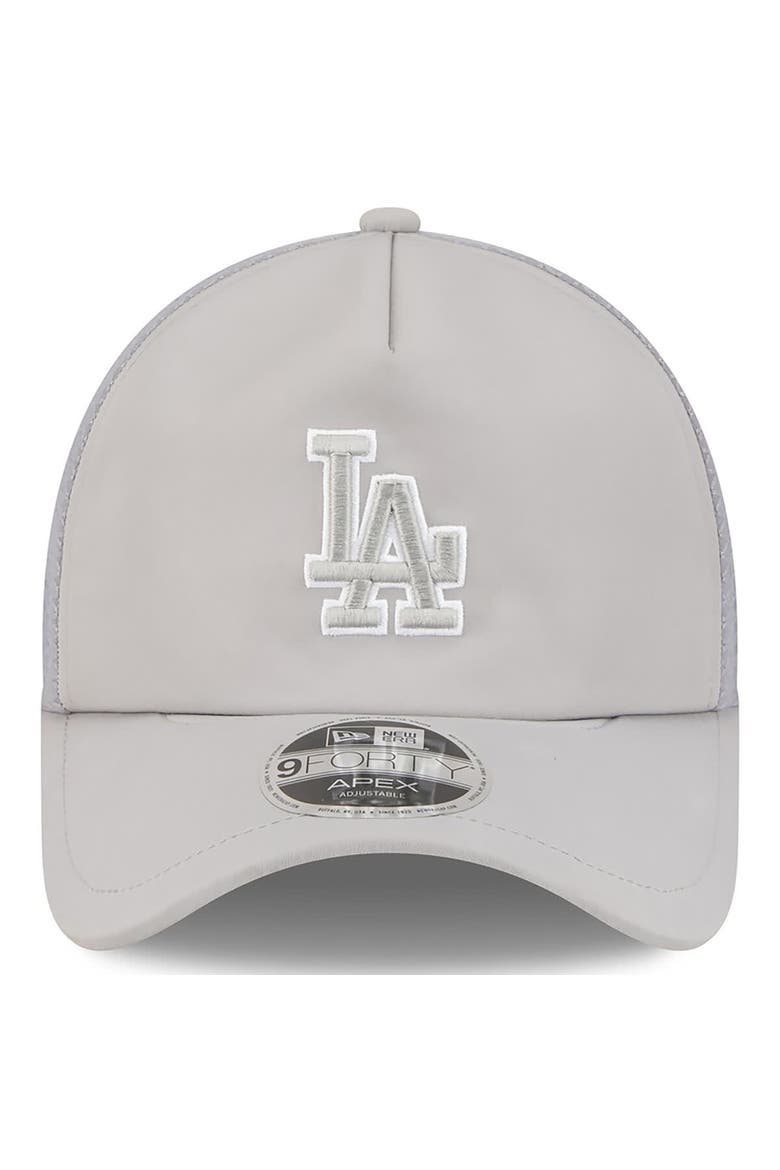 Men's New Era Gray Los Angeles Dodgers 2026 Batting Practice Apex 9FORTY Adjustable Trucker Hat, Alternate, color, Gray