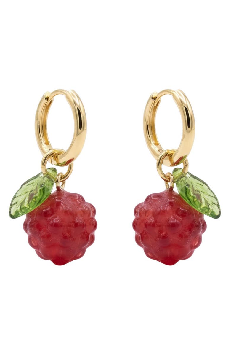 Harvest Raspberry Jade stone charm earrings, Main, color, Pink