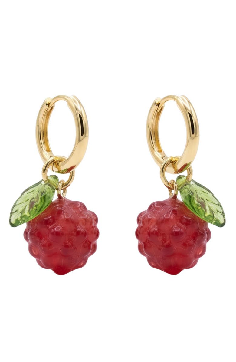 seree Harvest Raspberry Jade stone charm earrings, Main, color, Pink