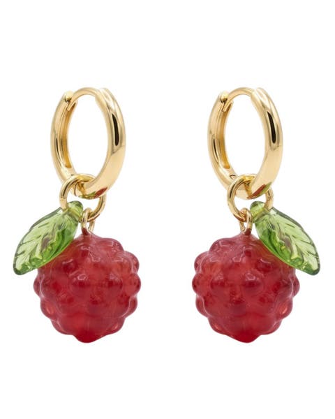 Harvest Raspberry Jade stone charm earrings