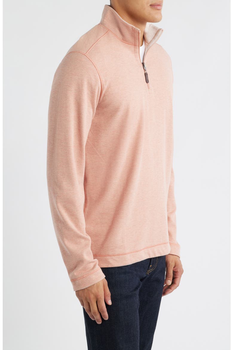 Icon Reversible Cotton Blend Quarter Zip Pullover, Alternate, color, PEACH/ WHITE