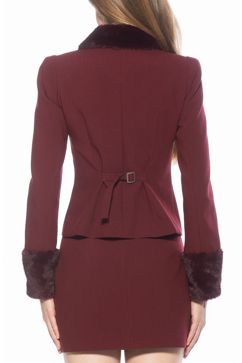 Fran Faux Fur Trim Twill Jacket, Alternate, color, BURGUNDY