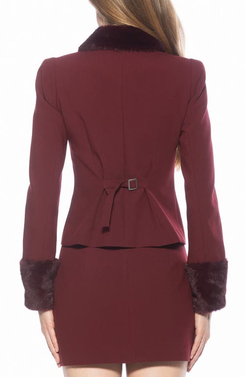 Alexia Admor Fran Faux Fur Trim Twill Jacket In Burgundy